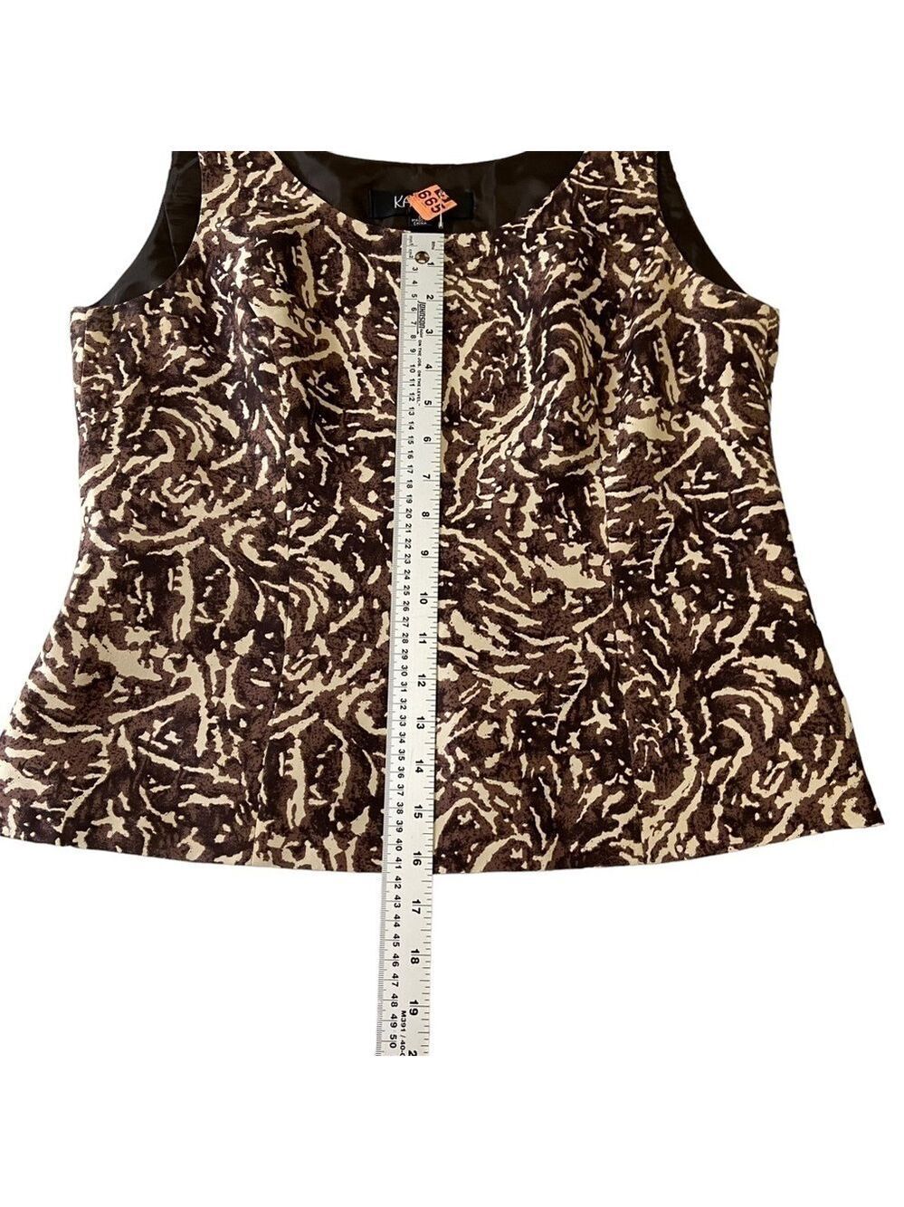 Kasper Pure Silk 2-Piece Blazer & Camisole Brown Black Cream Abstract Size US 8 - Picture 14 of 16